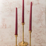 Floral Inlaid Tapered Candles in Burgundy