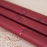 Floral Inlaid Tapered Candles in Burgundy