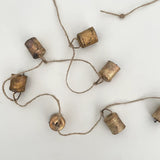 Rustic Tin Flat Top Brass Bell Jute Holiday Garland