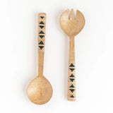 Geo Woven Mango Wood Salad Servers