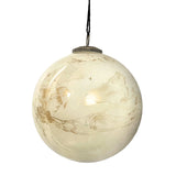 Glass Ball Marble Ornament - Gold & White