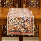 Kalamkari Table Runner in Rose + Navy