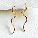 Gold Swirl Needle Earrings