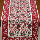 Folk Floral Table Runner in Red