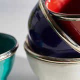 Moroccan Glazed Bowls with Berber Silver Trim