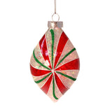 Peppermint Twist Drop Glass Ornament