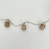 Rustic Tin Flat Top Brass Bell Jute Holiday Garland