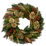 Pinecone & Greenery Holiday Wreath - 18"