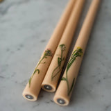Floral Inlaid Tapered Candles in Ivory Blush