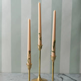 Floral Inlaid Tapered Candles in Ivory Blush