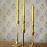 Floral Inlaid Tapered Candles in Marigold