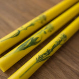 Floral Inlaid Tapered Candles in Marigold