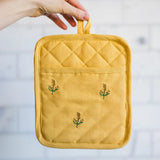 Embroidered Pot Holder in Yellow