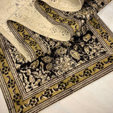 Kalamkari Table Runner in Black + Gold