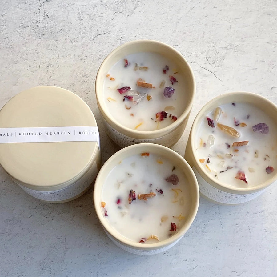 Rooted Herbals Ceramic Votive Candles (Multiple Scents Available)