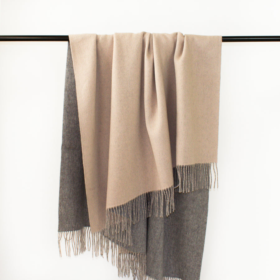 Ash + Camel Double Face Cashmere Throw