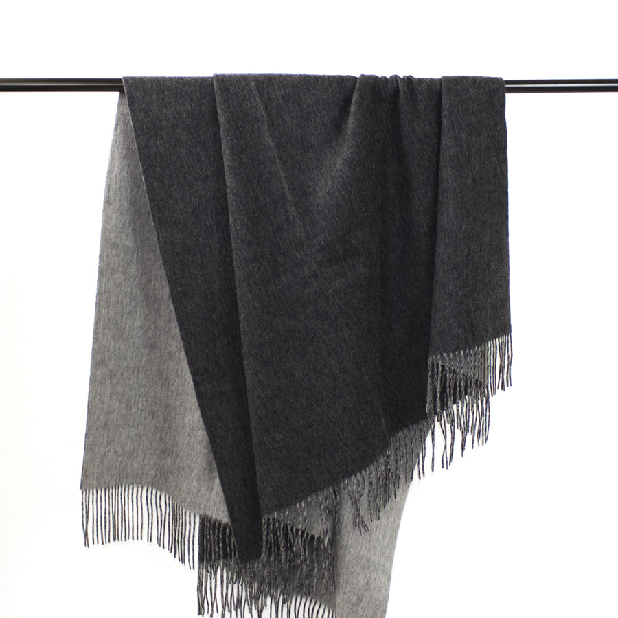 Charcoal + Camel Double Face Cashmere Throw