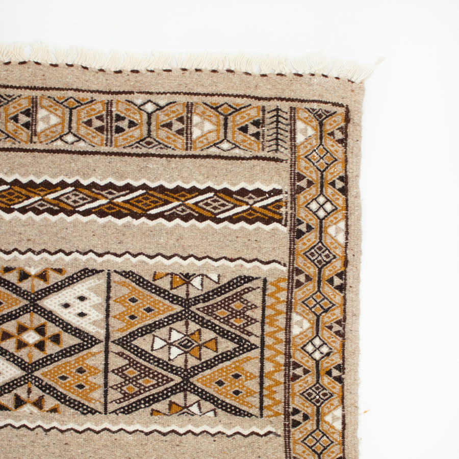 Umber Algerian Berber Wool Kilim Rug