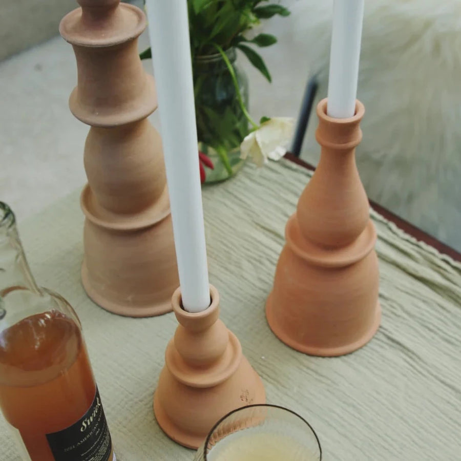 Terra Cotta Handmade Candle Holder (Sizes Available)