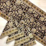 Kalamkari Table Runner in Black + Gold